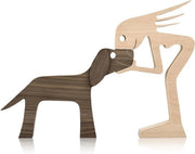 Decorazione in legno a mano per casa, ufficio o soggiorno, statuetta di legno di un cane per appassionati di cani.