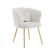 Poltrona in velluto con schienale a petalo e cuscino; per soggiorno; beige