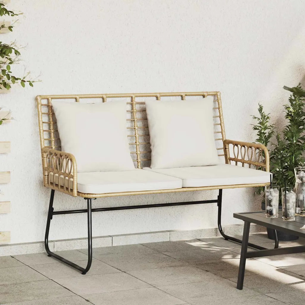 Panchina da giardino Marrone e Crema polyrattan 42010354