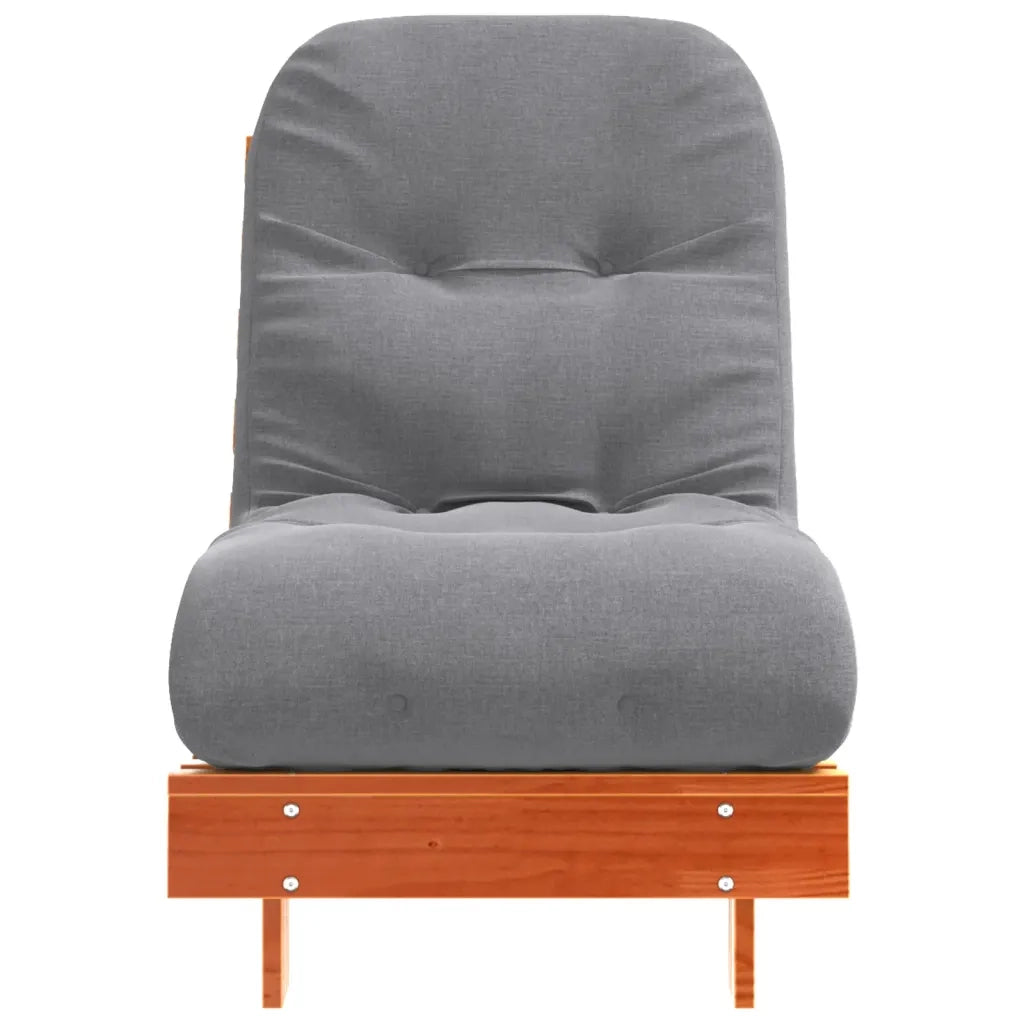 Divano Letto Futon con Materasso Marrone Cera 60x206x11cm Pino