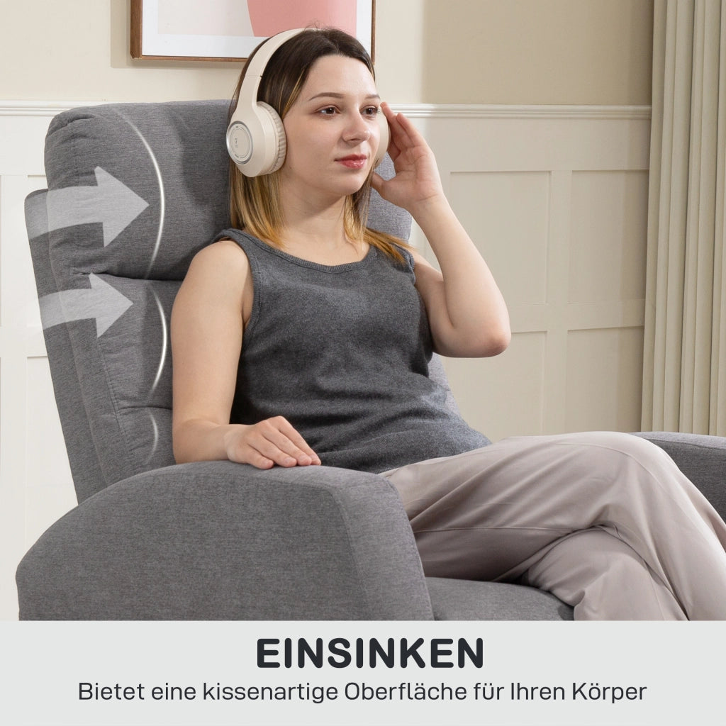 Poltrona Relax Reclinabile con Poggiapiedi ¨C Zephmum ¨C Grigio Scuro