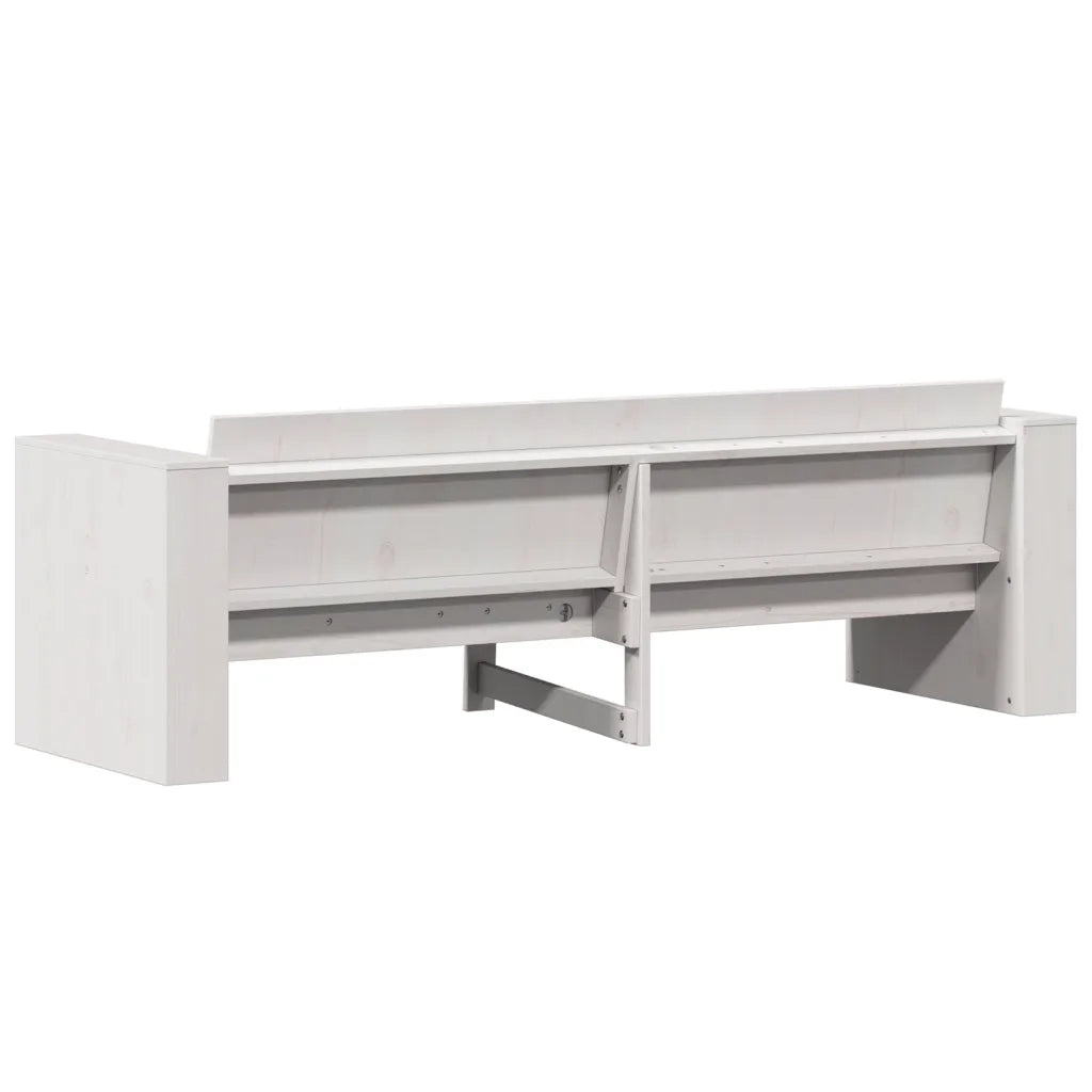 Divano Giardino 3 Posti-Sofa da Giardino-Divanetto da esterno Bianco 189x60x62 cm Legno Massello Pino