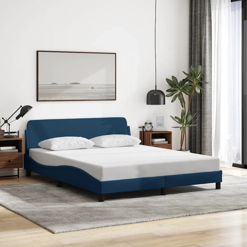 Giroletto con Testiera senza Materasso Blu 160x200 cm Tessuto