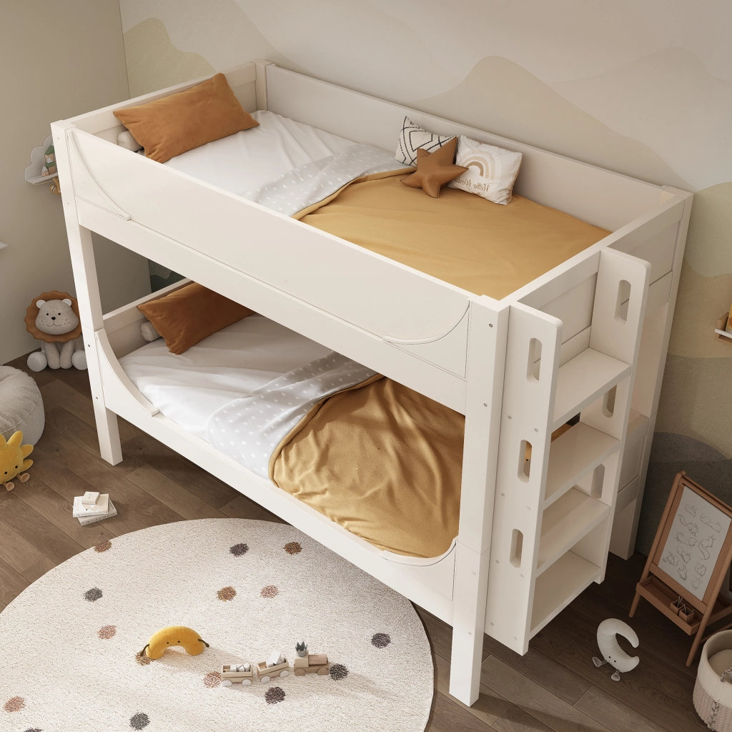 Letto a Castello 90 x 200 cm; Letto 2 Posti - Scala reversibile; separabile - Bianco