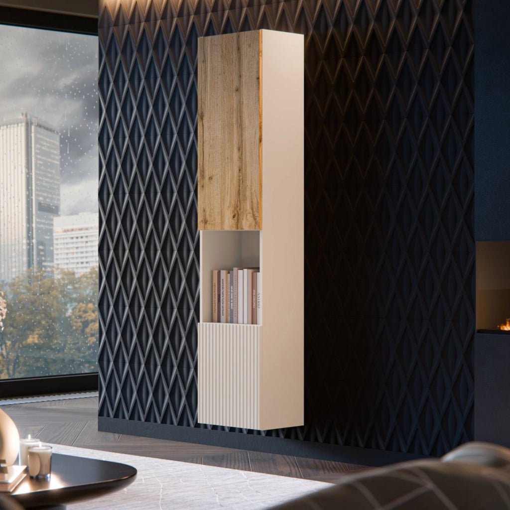 Vetrina Botte, Beige e Rovere