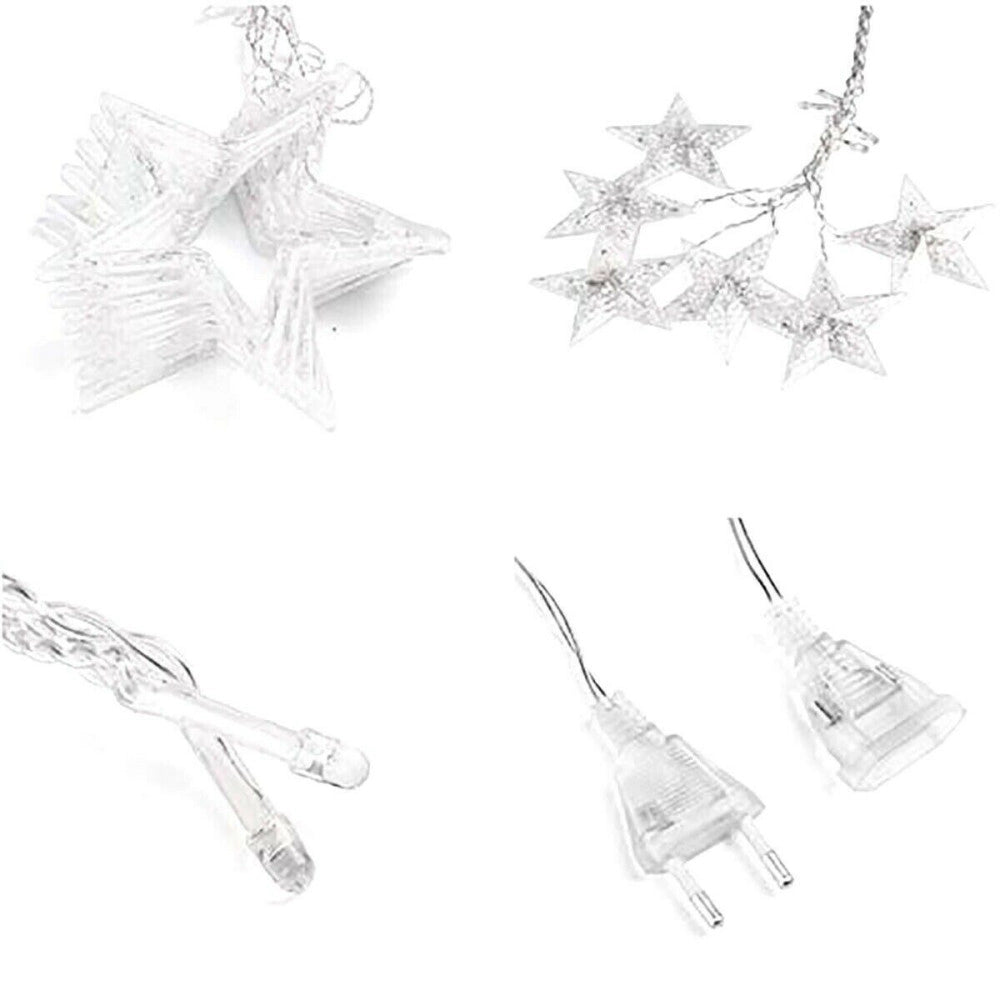 Trade Shop - Tenda Luminosa Natalizia Led Con Stelle Bianco Freddo 2mt Esterno Prolungabile -
