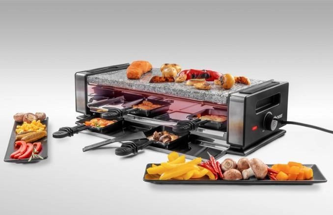 Unold 48760 Griglia per Raclette 8 persone 1200 W Piastre Rimovibili con Rivestimento Antiaderente Colore Nero