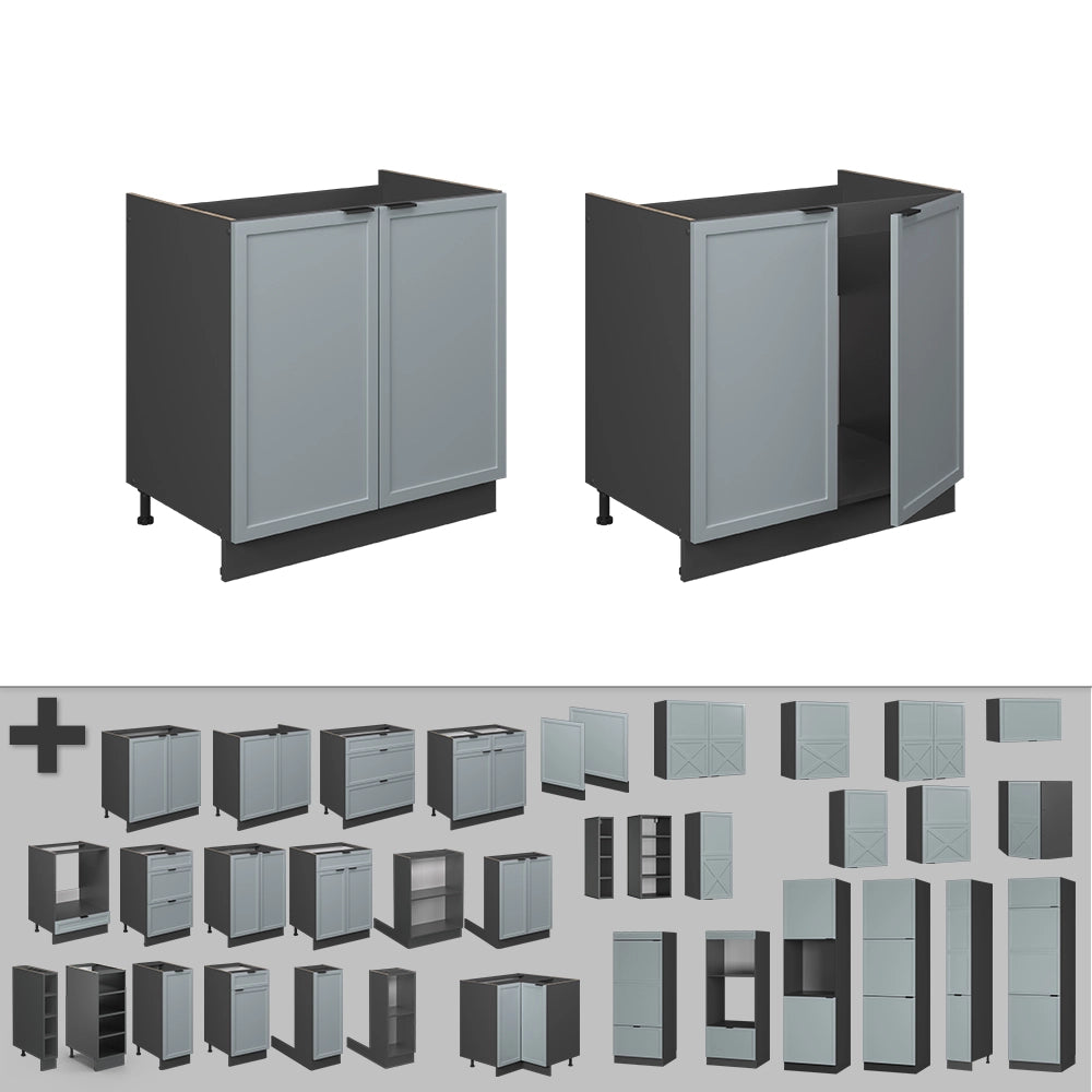 Vicco Mobile lavello cucina Blu-grigio chiaro 80 cm , PL Rovere