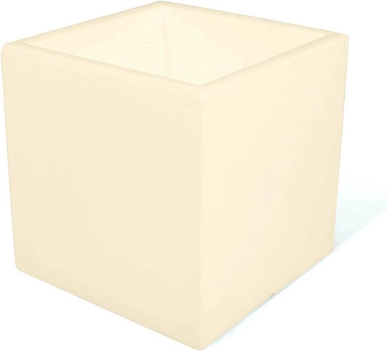 Vaso quadrato moderno per piante - polietilene crema - 35 x 35 x 35 cm - per uso interno ed esterno