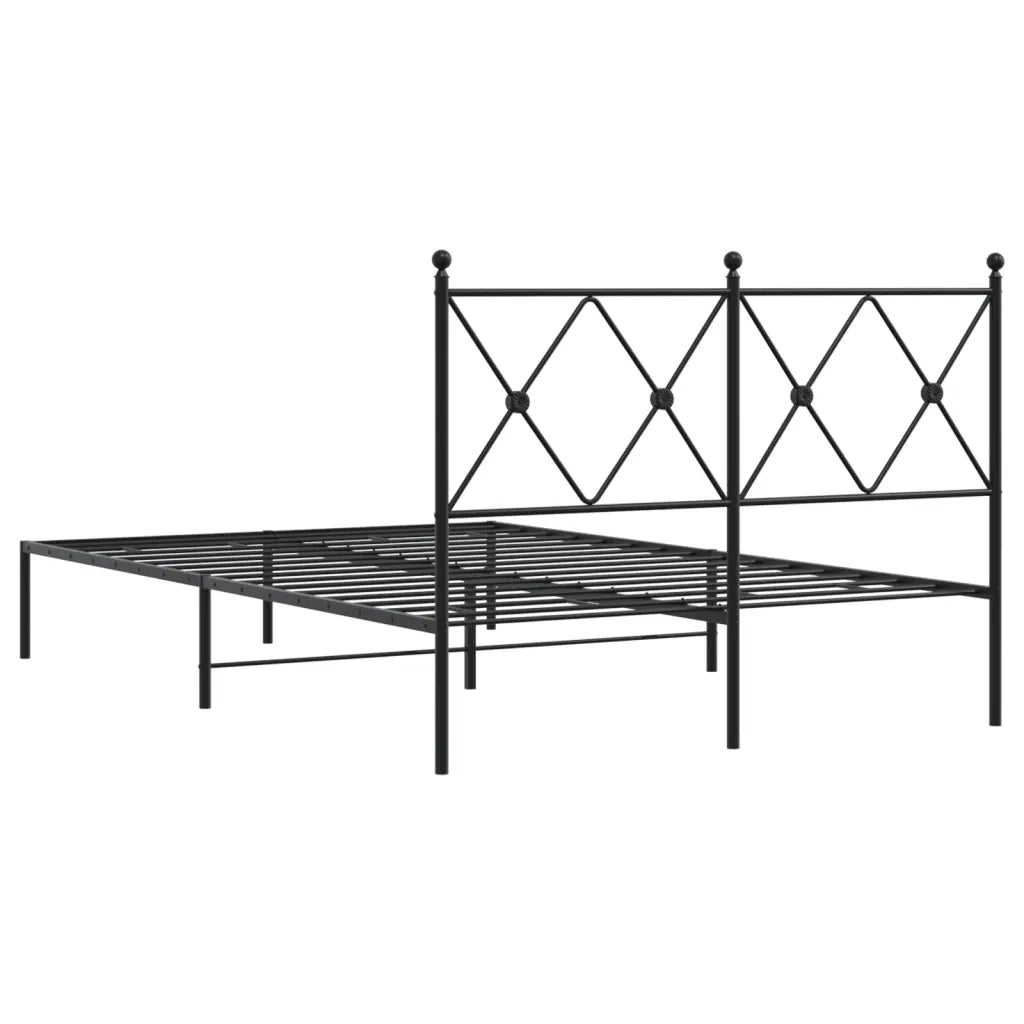 Letto matrimoniale | Letto per adulti | Giroletto con Testiera in Metallo Nero 120x190 cm