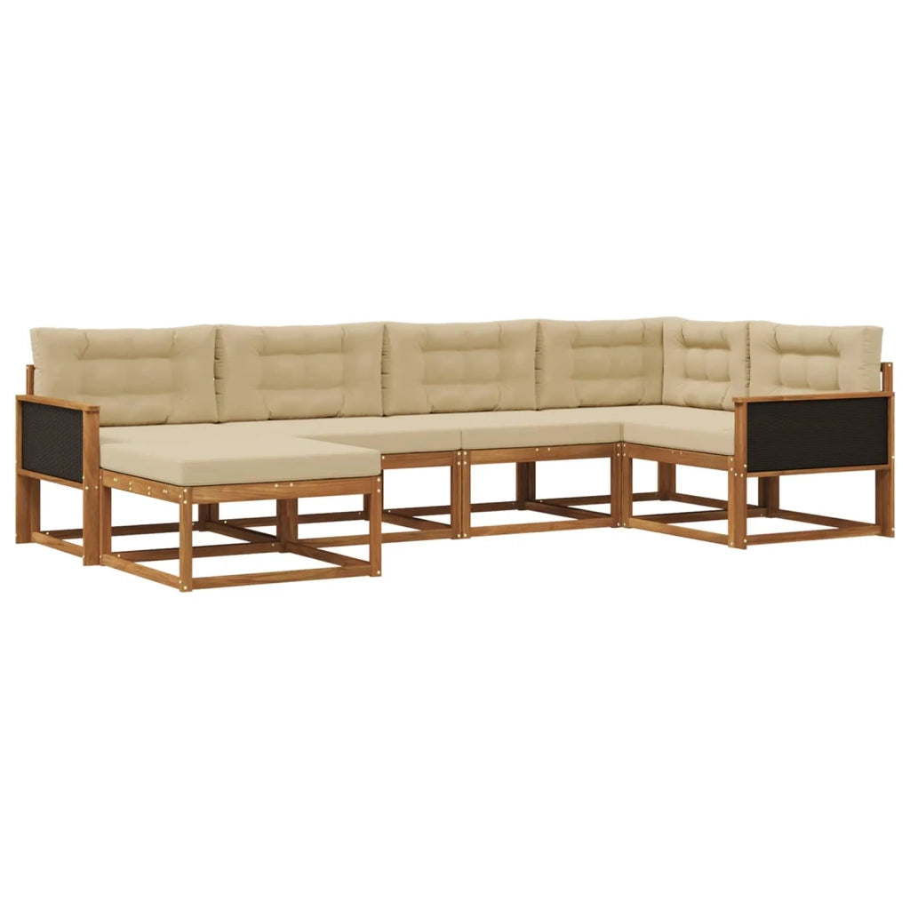 Set di divani da esterno 6 pz Naturale e Beige 3382696