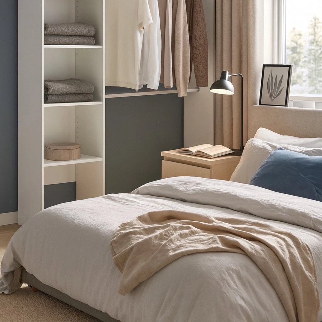 Guardaroba Acquata, Struttura per cabina armadio, Mobile appendiabiti aperto, 140x40h187 cm, Bianco