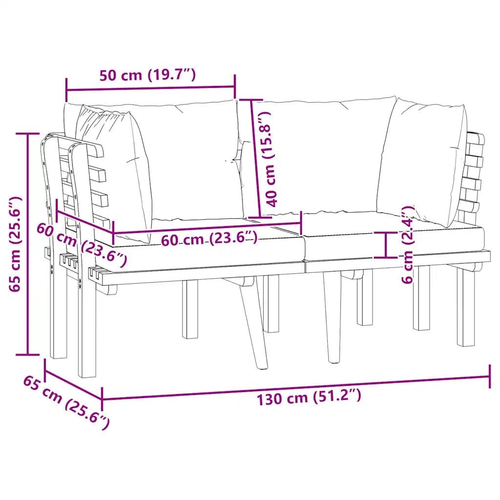 Divano da Giardino a 2 Posti e Cuscini-Sofa da Giardino-Divano da esterno Legno Massello di Acacia 138317