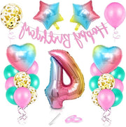 Decorazione di compleanno per bambina - Ballo numero 4 grande - Rosa - Decorazione di compleanno per il 4° anniversario - Buon compleanno.