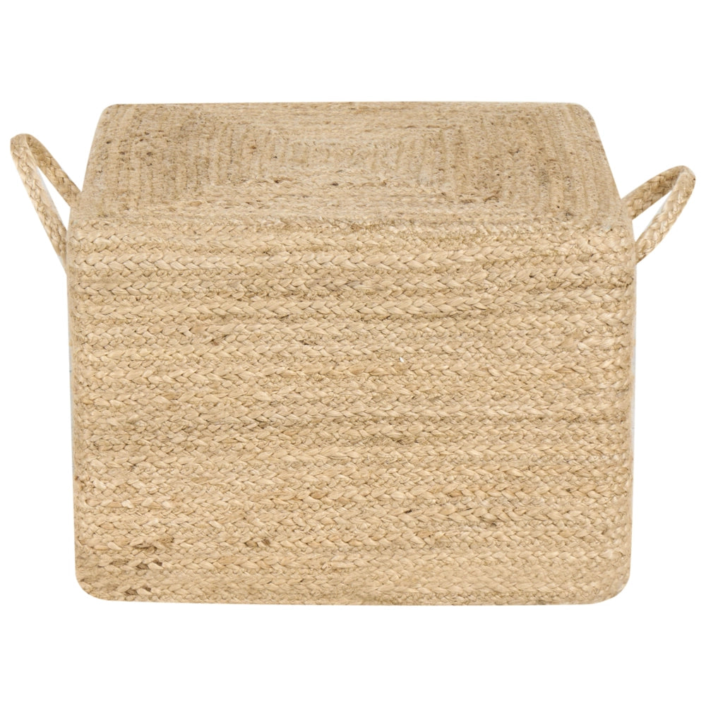 Pouf in juta naturale beige 45 x 45 cm pouf imbottitura in EPS maniglie accessorio boho