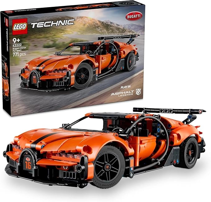 LEGO Technic Bugatti Chiron Pur Sport - Macchina Giocattolo - Modello di Auto da Corsa con Motore W16, Sterzo e Porte Ap