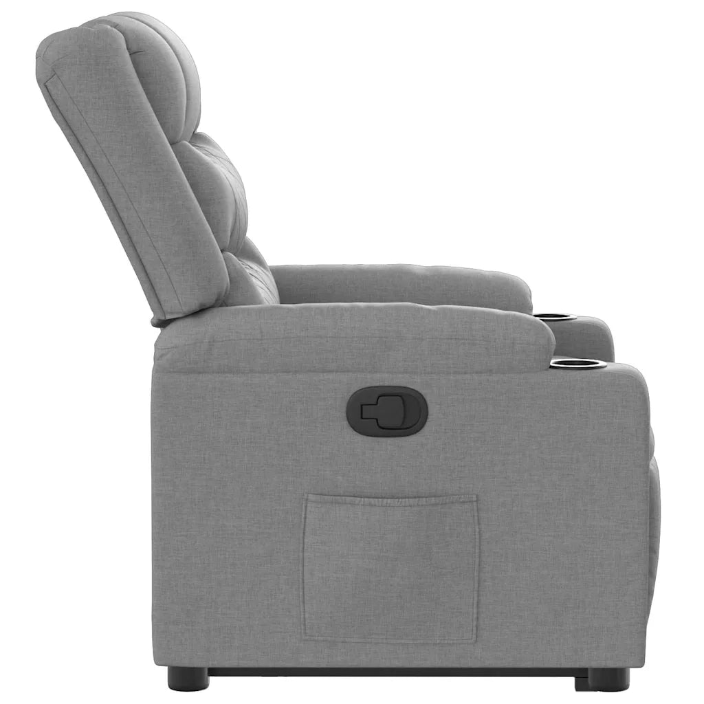 Poltrona | Sedia Relax Alzapersona Reclinabile Grigio Chiaro in Tessuto