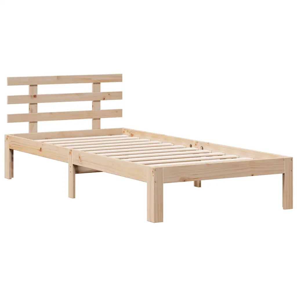 Letto Libreria senza Materasso-Struttura Letto con contenitore 90x190 cm Legno Massello Pino 801604