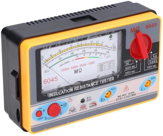 Misuratore di Isolamento - Tester di Resistenza - Megohmmetro - Display Chiaramente Leggibile - 5MΩ-2000MΩ - Elettricista - Utile per Misurazioni