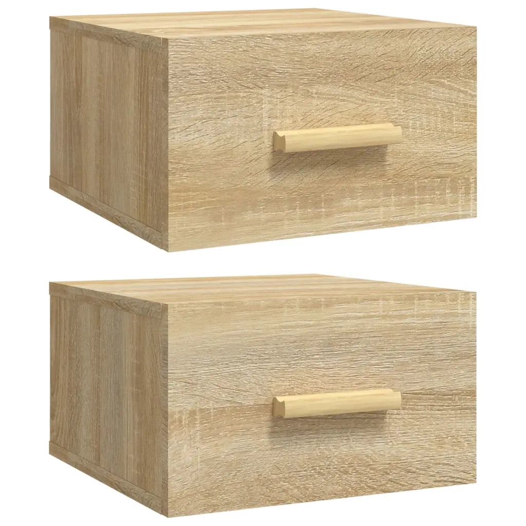 Comodini a Muro 2 pz-Set di 2 Tavolino da notte Rovere Sonoma 35x35x20 cm 115285