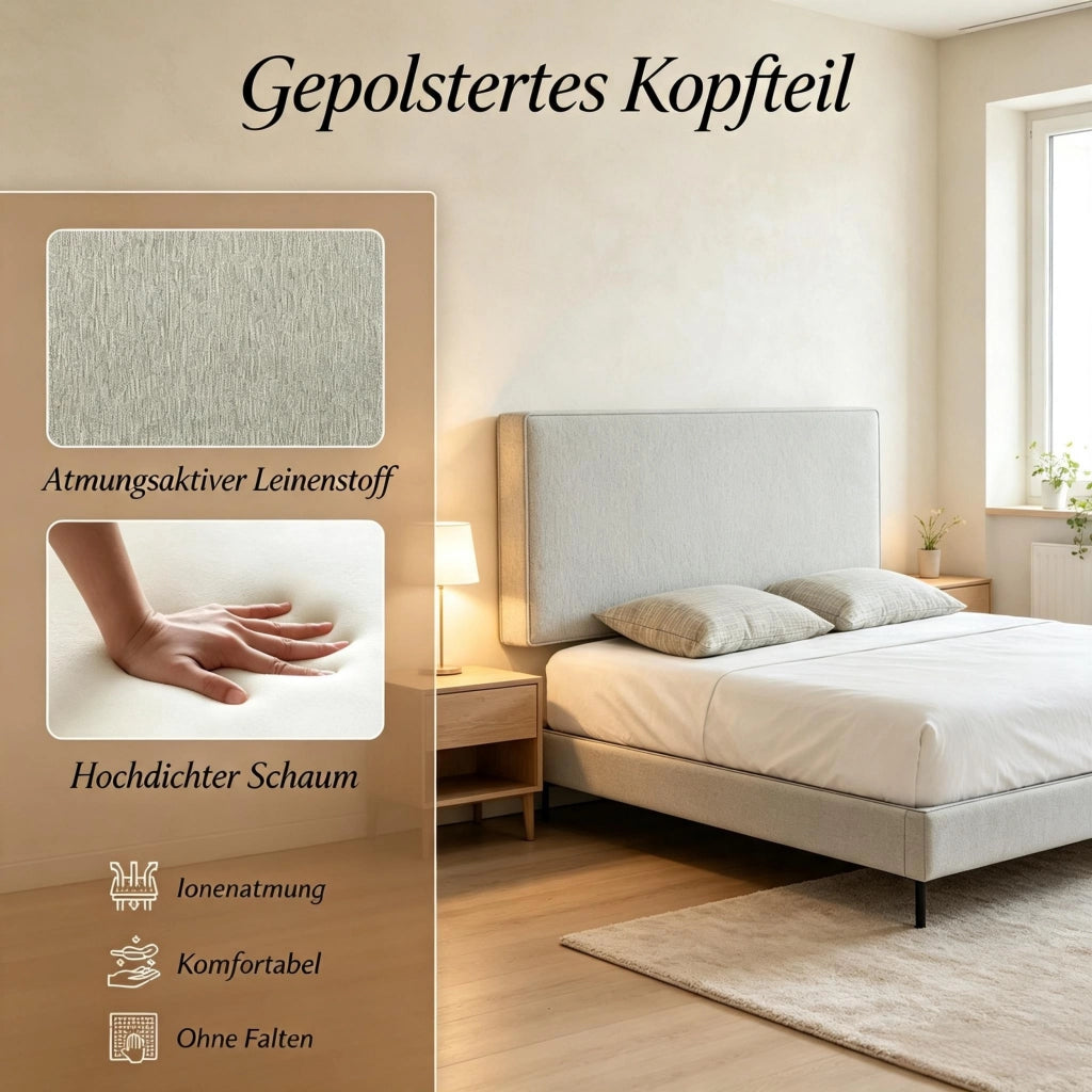 TESTIERA LETTO RIMOVIBILE IMBOTTITA 140 x 60 cm CREMA DA PARETE