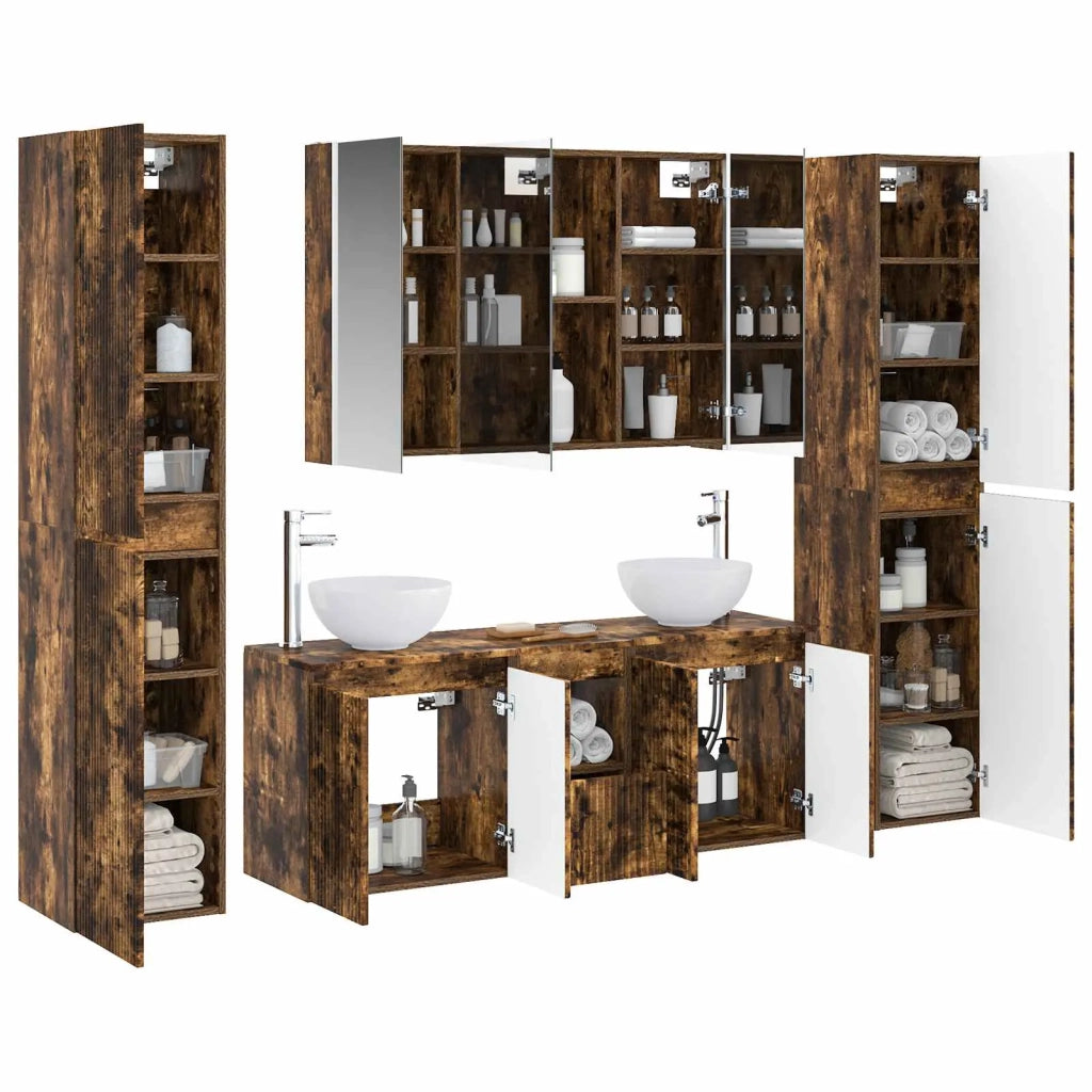Set di mobili per il bagno 6 pcs Rovere Fumo 3407219