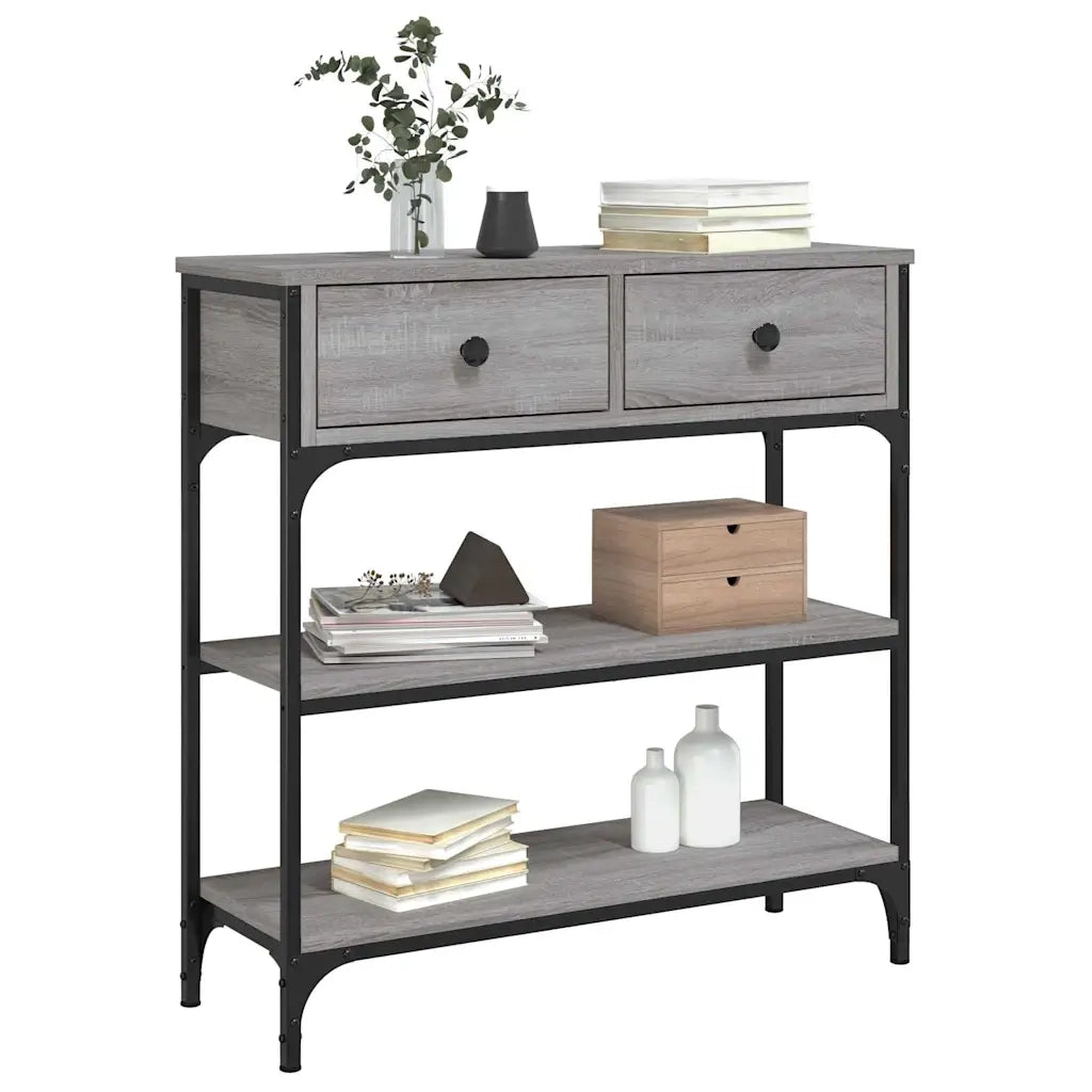 Tavolino Consolle-Tavolino da soggiorno-Tavolino da Salotto Grigio Sonoma 72,5x25x75 cm Legno Multistrato