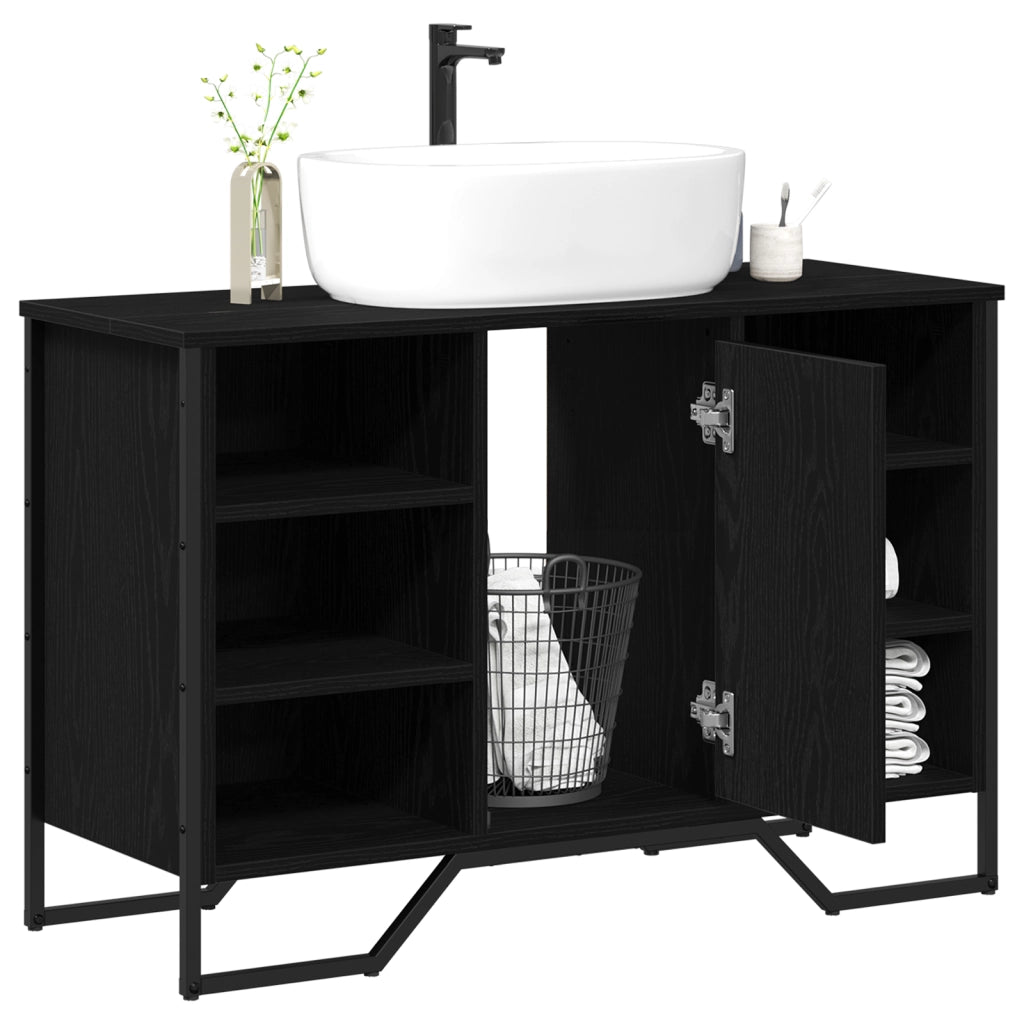 Armadio per Lavello da Bagno Quercia Nera 91x35x60 cm Legno Ingegnerizzato