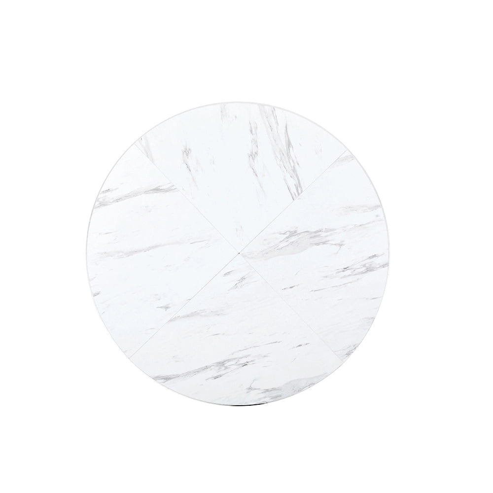 Tavolo da pranzo per la colazione - Xylo - 100x75x60cm - Bianco marmo moderno - Cornice metallica stabile
