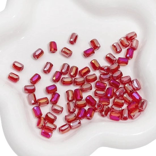 Accessori per gioielli - Facette in vetro - 100 pezzi - 6 x 8 mm - Utili per creare collane/orologi/bacchette per orecchie