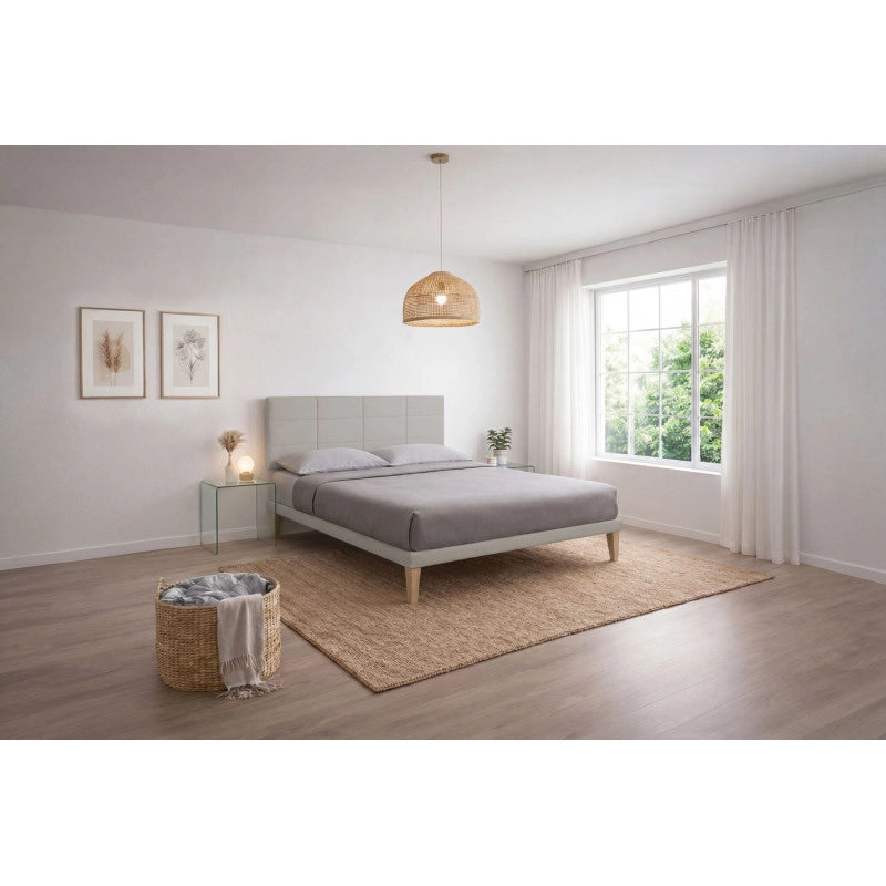Letto imbottito Matrimoniale 180x190 cm Square - Similpelle,Tortora,Con rete