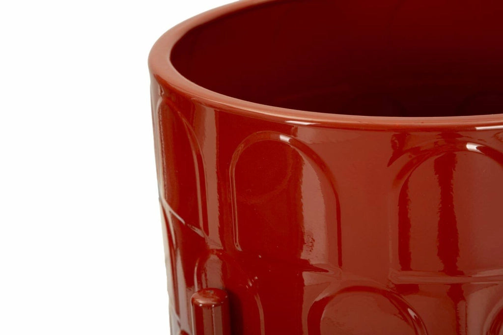 Set di 3 portavasi Cisterna, Complemento d'arredo, Articolo decorativo, Accessorio d'arredo, 36x36 h57 cm, Rosso