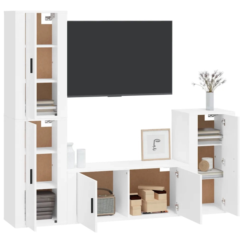 Set di Mobili Porta TV 4 pz Bianco in Legno Multistrato 3188590