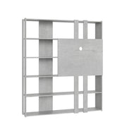 Libreria a giorno Kato L con pannello porta TV cemento