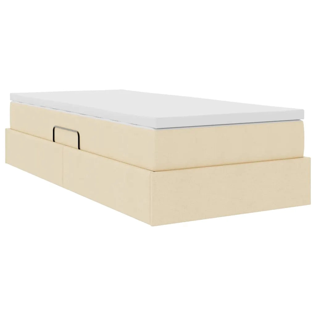 Letto con contenitore e materasso Crema 90 x 200 cm Poliestere