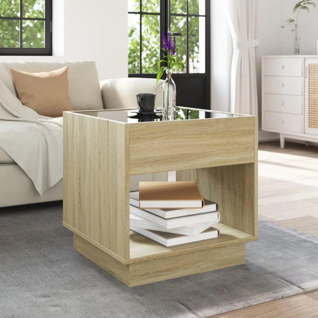 Tavolino da Salotto con LED Infinity Rovere Sonoma 50x50x50 cm 847653