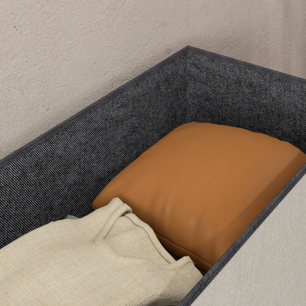 Pouf con cassetti ¨C zephmum ¨C crema 76x38x38 cm