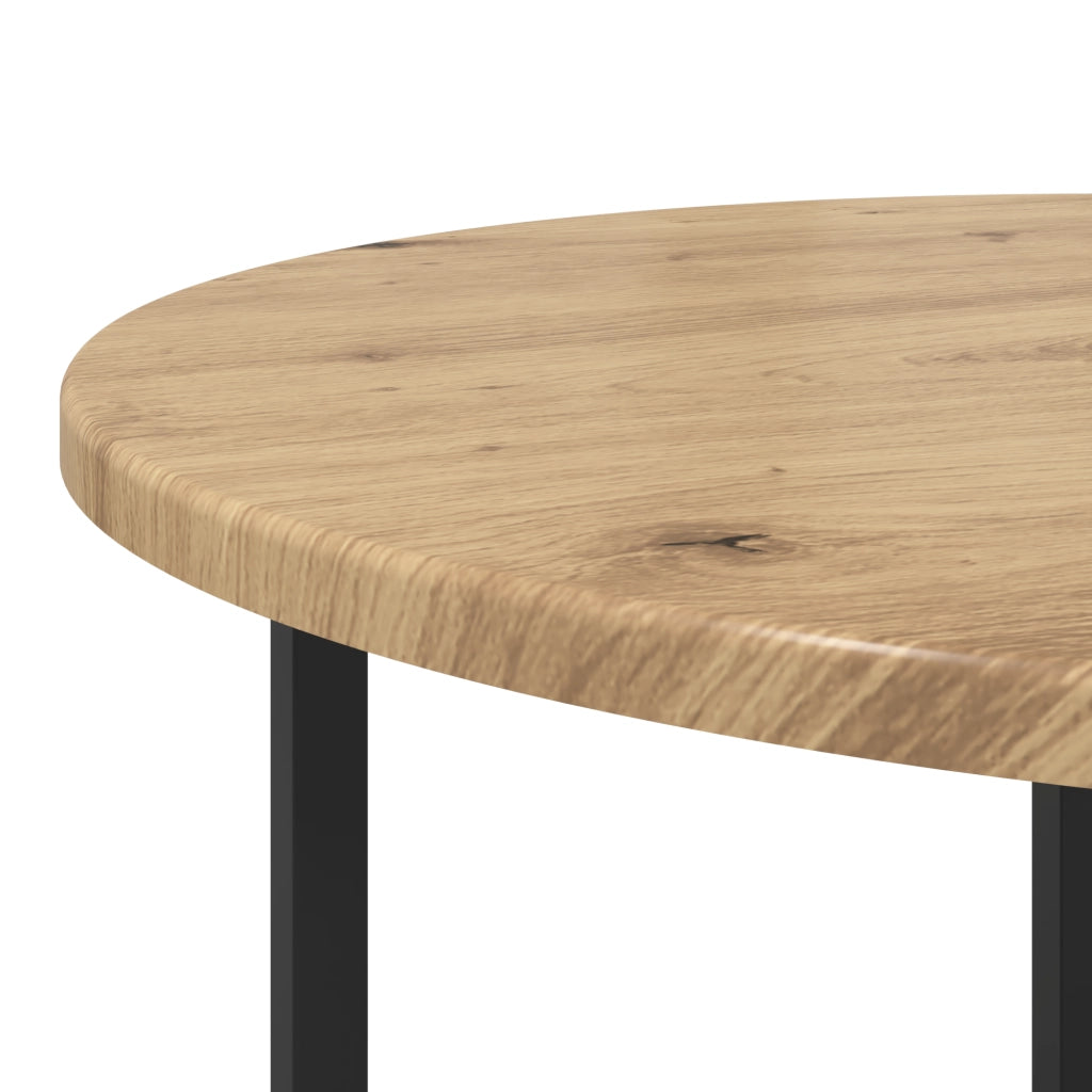 Set di 2 Tavolini in Legno Composito di Quercia e Metallo