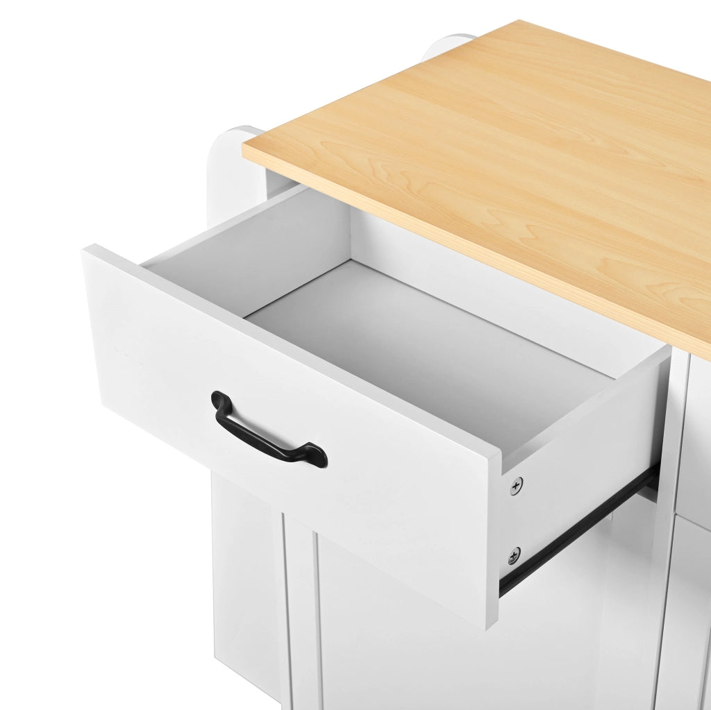 Credenza bianca e naturale in MDF con ante; cassetto e ripiani regolabili