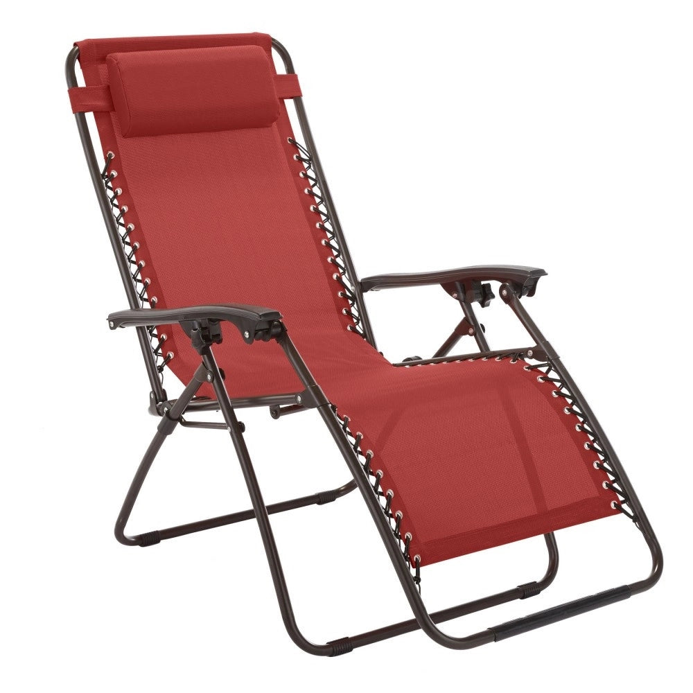Trade Shop - Sdraio Sedia In Textilene Rosso Pieghevole Multiposizione Reclinabile Giardino 221001 -