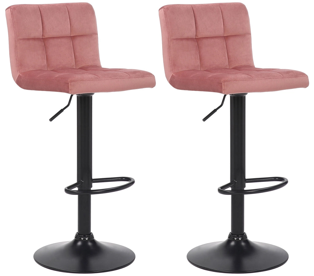 Set di 2 sgabelli bar Feni in velluto rosa