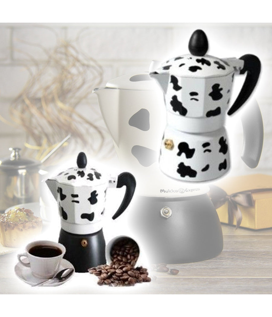 Caffettiera Moka Caffè 2 Tazze Alluminio Mucca In Alluminio Mukka Caffe Espresso         