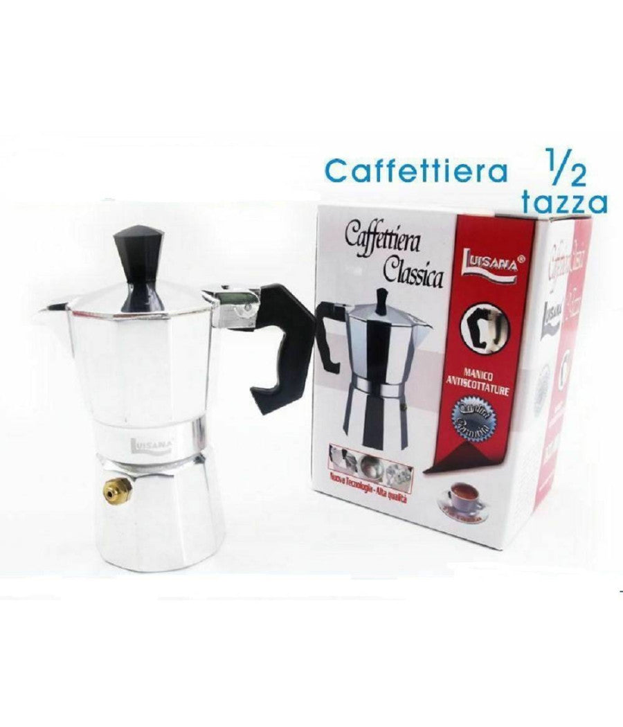 Caffettiera Moka Macchinetta Caffè Espresso Napoletano Misura 1/2 Tazza         