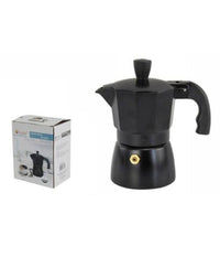 Trade Shop - Caffettiera Moka Macchinetta Caffè Espresso Nera Opaca Misura 3 Tazze -