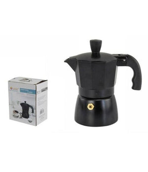 Trade Shop - Caffettiera Moka Macchinetta Caffè Espresso Nera Opaca Misura 3 Tazze -