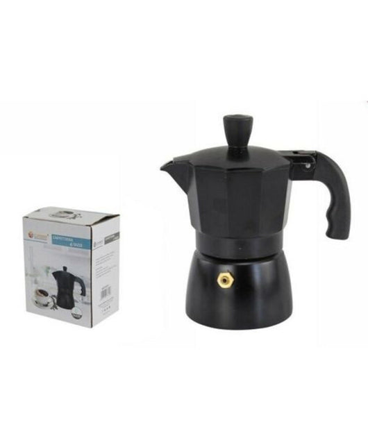 Caffettiera Moka Macchinetta Caffè Espresso Nera Opaca Misura 6 Tazze         