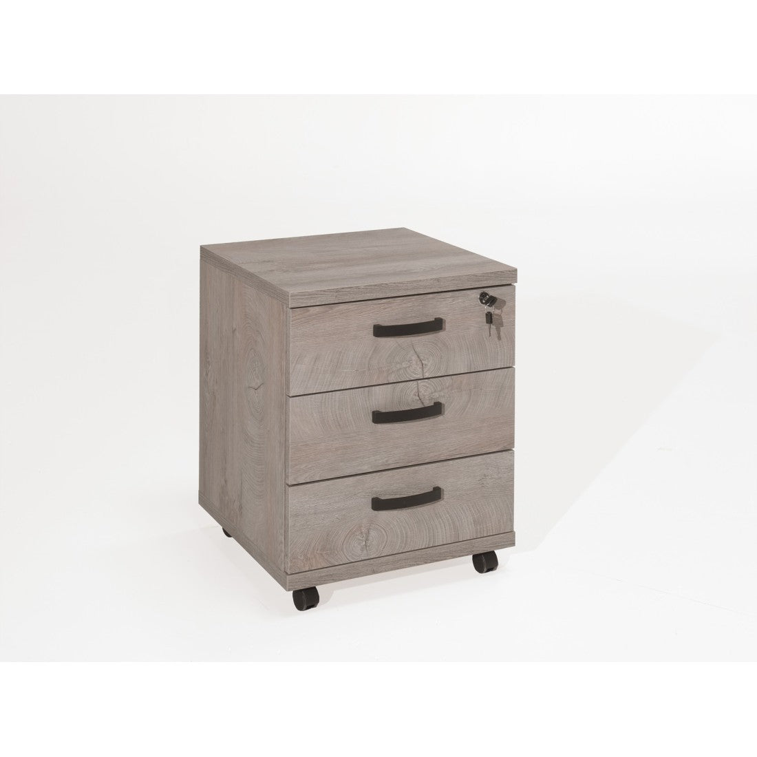 Mobiletto da ufficio con 3 cassetti in colore rovere grezzo | Collezione YUKON | Meublorama