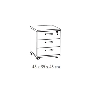 Mobiletto da ufficio con 3 cassetti in colore rovere chiaro | Collezione YUKON | Meublorama