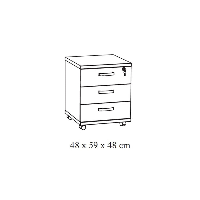 Mobiletto da ufficio con 3 cassetti in colore rovere chiaro | Collezione YUKON | Meublorama