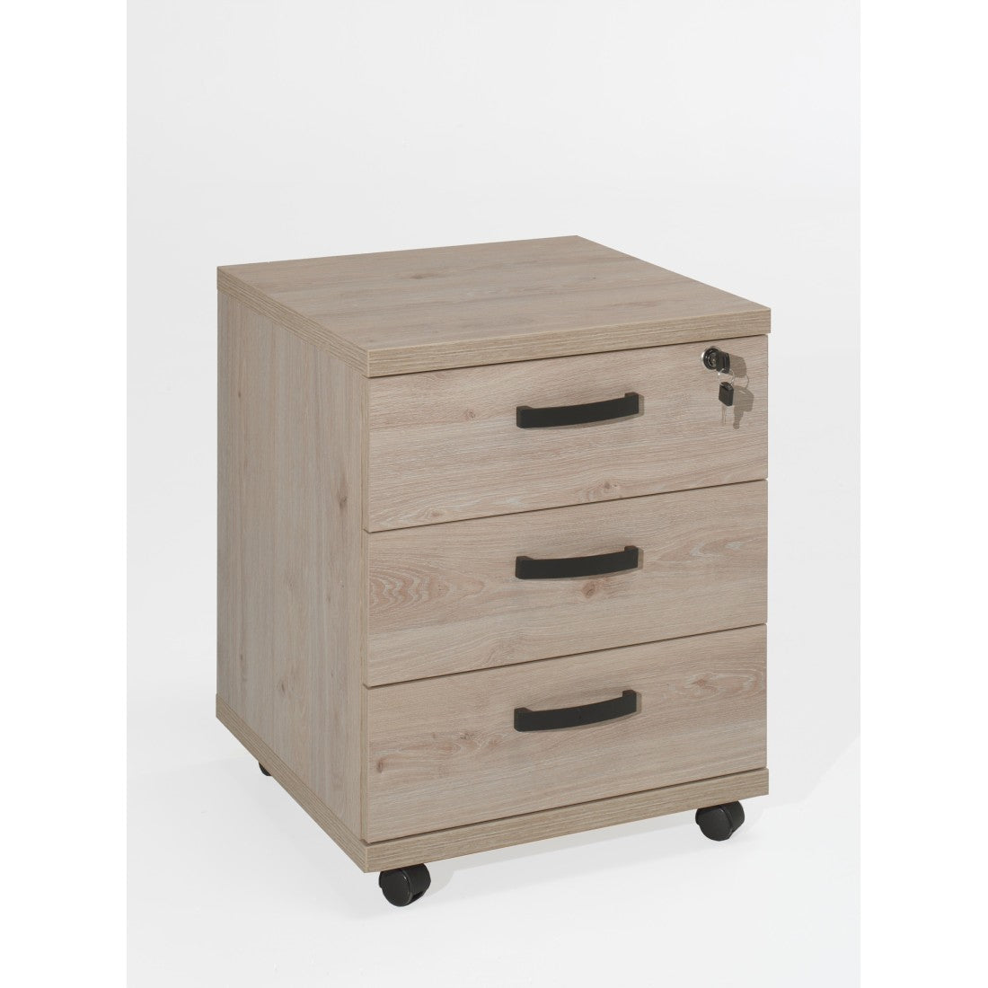Mobiletto da ufficio con 3 cassetti in colore rovere chiaro | Collezione YUKON | Meublorama